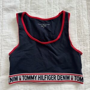Tommy Hilfiger Navy and Red Trim Crop Top
